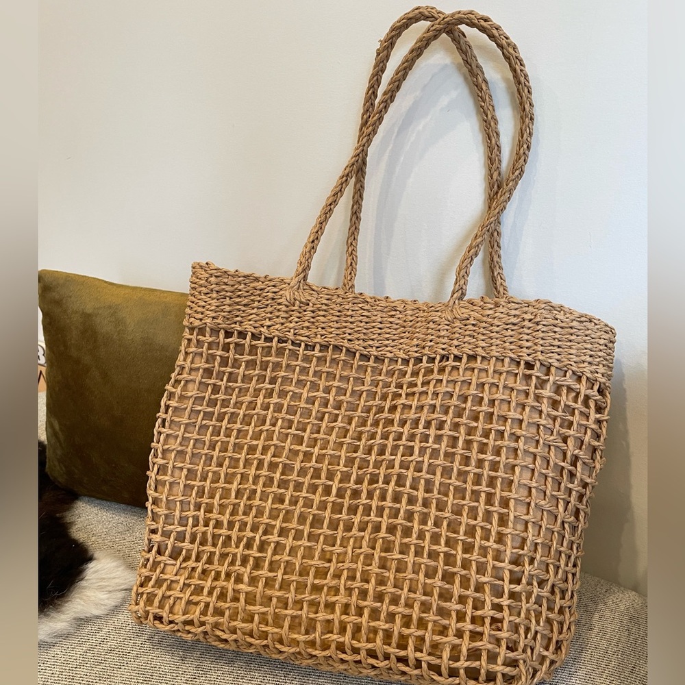 Wicker Basket Bag With Drawstring Lining - image 1